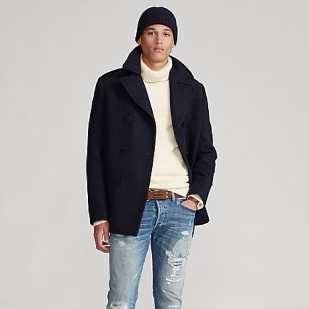 Ralph Lauren Polo Men’s Melton Peacoat, Size 44R